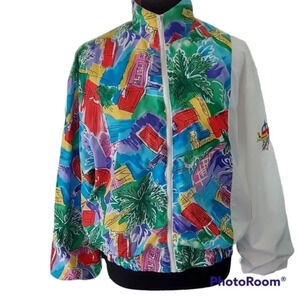 Vintage‎ Y2K Bright White Red Purple Green Windbreaker